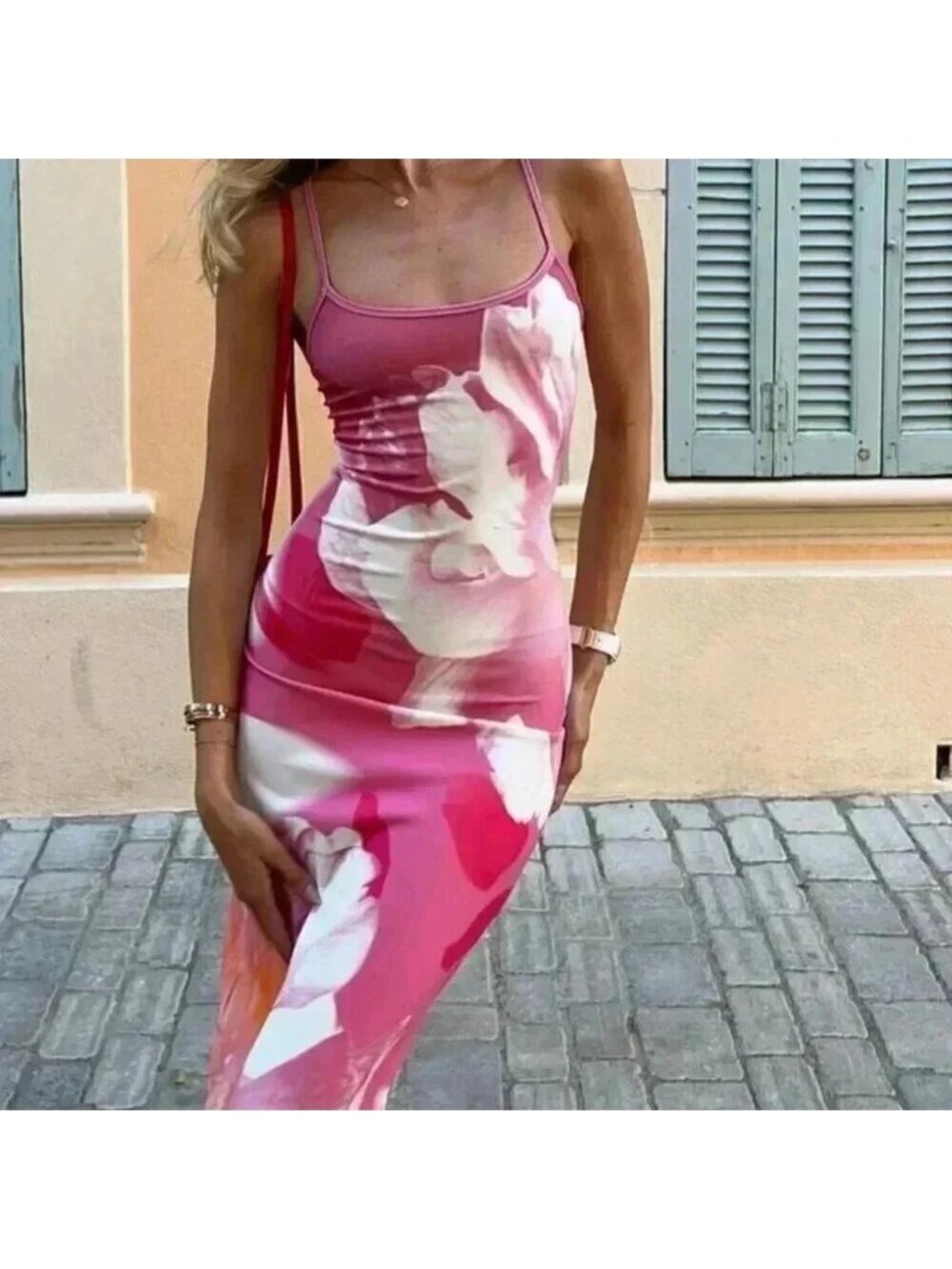Pink Casual Women's Floral Print Sleeveless Mini Dress